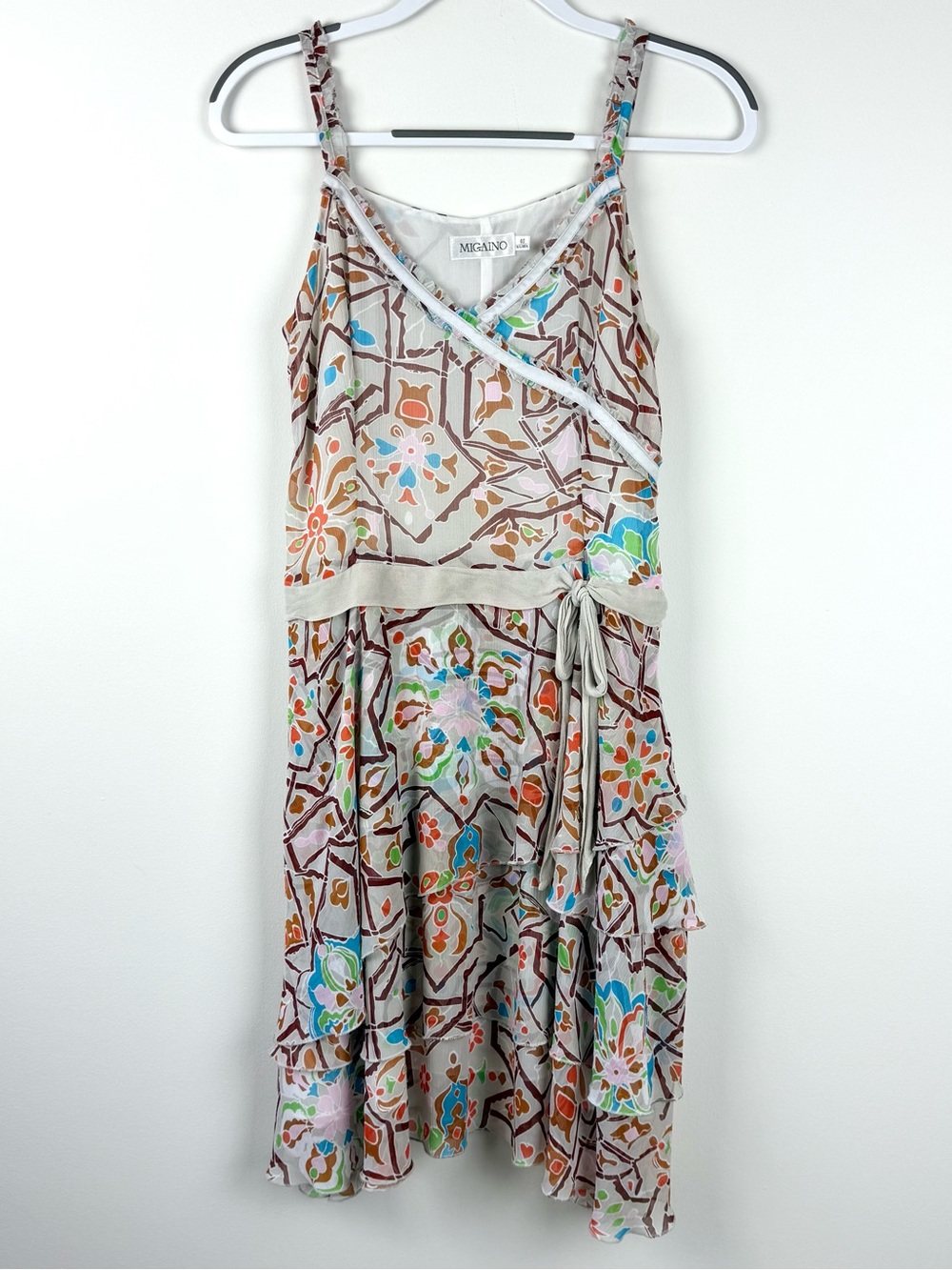 Migaino Silky Patterned Midi Dress
